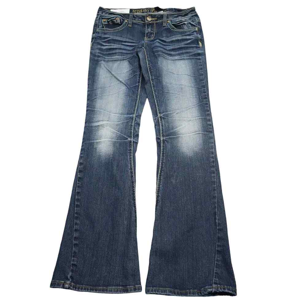ZCO Jeans Pants Womens 7 Blue Mid Rise 5 Pocket Design Flare Leg Bottoms